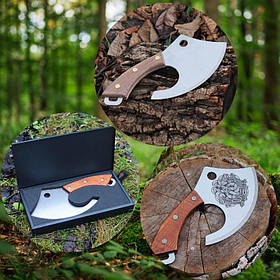 Ніж-топірець, кухонный для ребер, для рубки суставов и сухожилий + Коробка для сокирки металічна