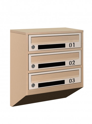 Поштова скринька LEVMETAL багатосекційна Е1-03.D на 3 секції Бежева 475x390x200, фото 1