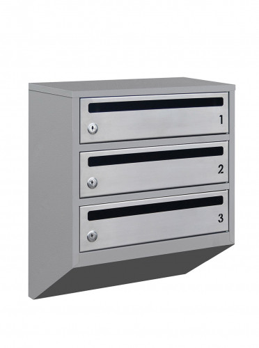 Поштова скринька LEVMETAL багатосекційна Е1-03.F на 3 секції Сіра 475x390x200