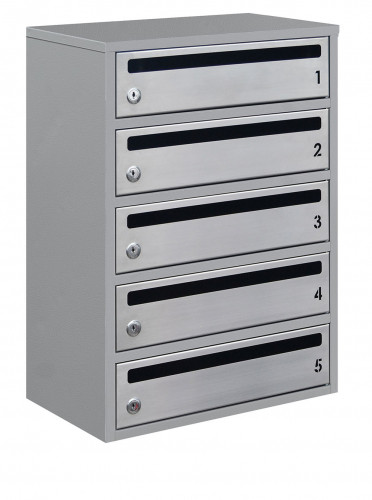 Поштова скринька LEVMETAL багатосекційна Е2-05.F на 5 картир Сіра 565x390x250