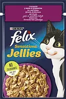 Вологий корм FELIX Sensations Jellies для кішок з качкою та шпинатом у желе 85г*26шт