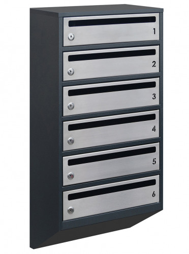Поштова скринька LEVMETAL багатосекційна Е1-06.F на 6 секцій Антрацит 805x390x200