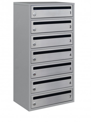 Поштова скринька LEVMETAL багатосекційна Е2-07.F на 7 квартир Сіра 785x390x250