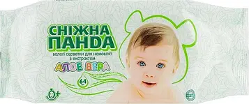 Серветки вологі для немовлят "Сніжна Панда" №64 з екстрактом Алоє