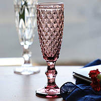 Бокал для шампанского из цветного стекла "Изумруд 2", 150мл Розовый