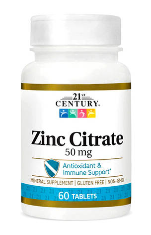 Мінерал Цинк Цитрат 21st Century Zinc Citrate 50 мг 60 таб США, фото 1
