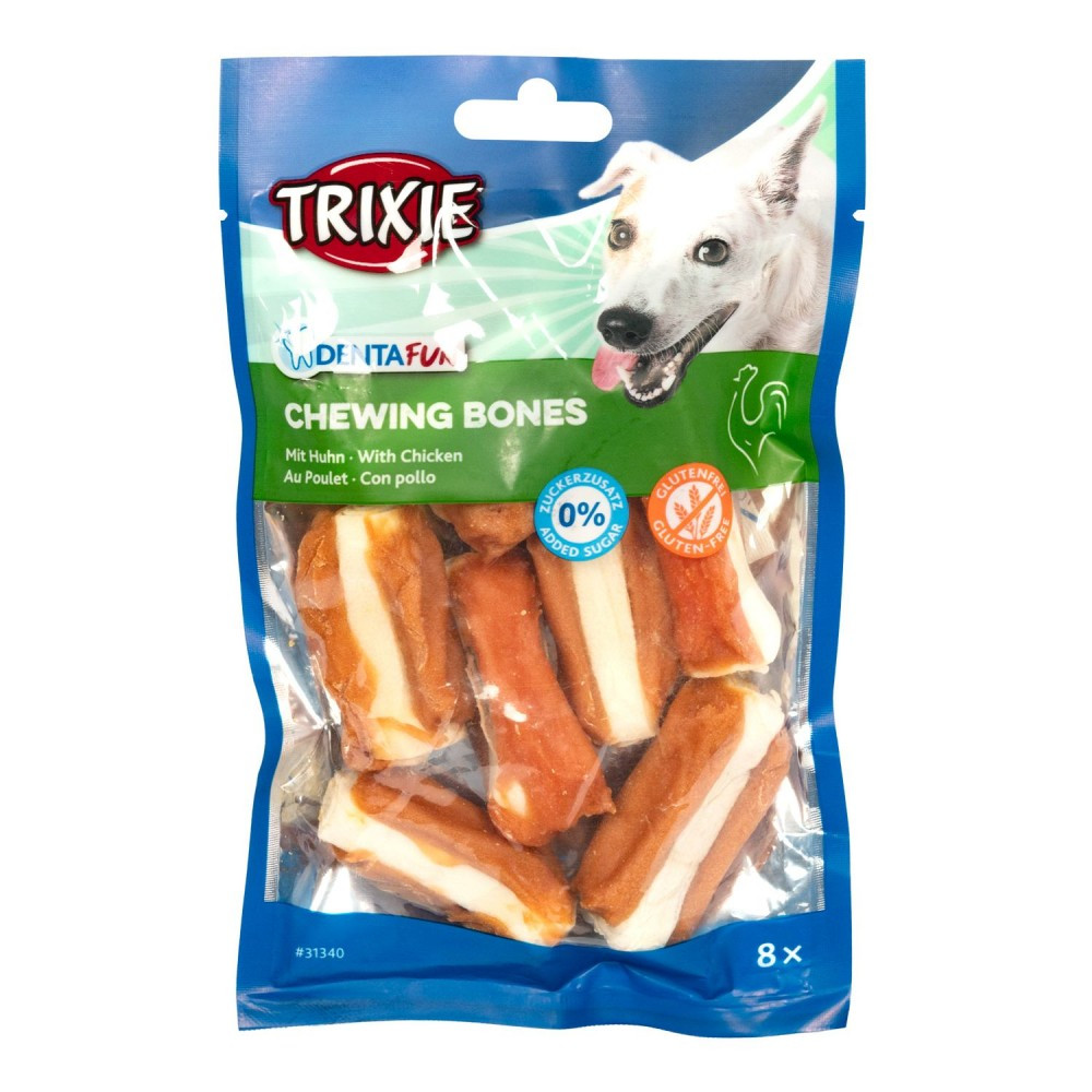 Ласощі для собак кістка для чищення зубів з куркою 5 см Trixie Denta Fun 120 г (8 шт/уп)