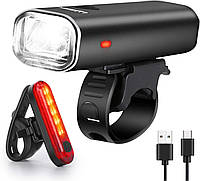 Набор светодиодных велосипедных фонарей WQJifv USB, передний аккумуляторный и задние фонари, 2000 мАч