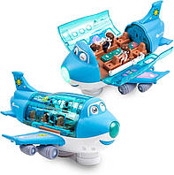 Іграшковий літак для дітей зі світлодіодними вогнями та звуками. Музикальний , крутиться навколо осі