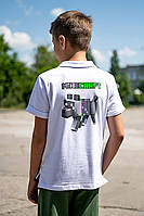 Футболка поло для мальчиков, белая футболка на подростка «Minecraft»