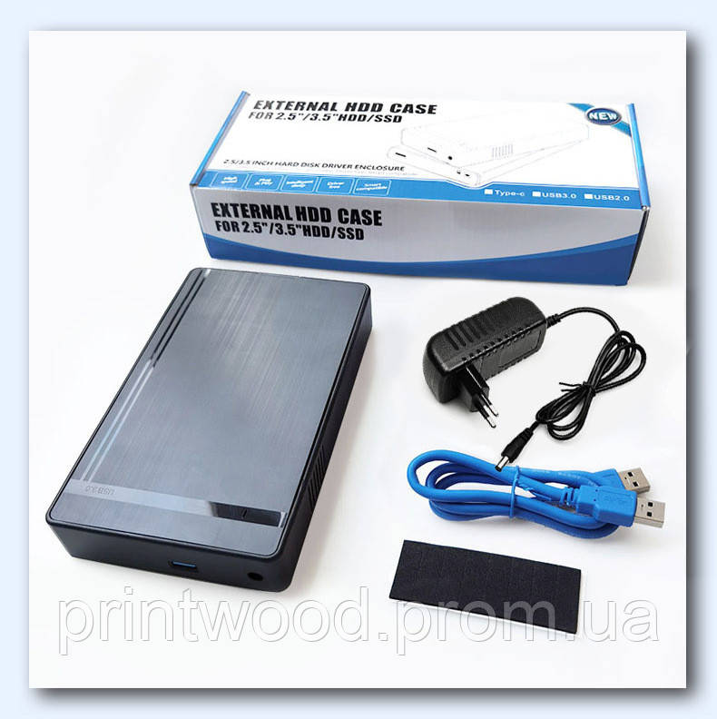 Внешний карман ShuoLe HDD 3.5"/2.5" SATA USB 3.0 - USB бокс для жесткого диска с блоком питания Черный - фото 4 - id-p2128282115
