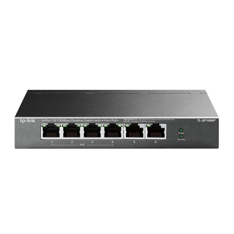 Комутатор TP-LINK TL-SF1006P 6x1FE (4xPoE), 67Вт, Некерований