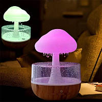 Аккумуляторный увлажнитель воздуха гриб /251 мм /с эффектом дождя и с подсветкой RGB - Аромадиффузор Mushroom