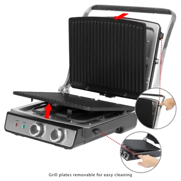 Великий електричний гриль Profi Cook PC-KG 1029 Гриль контактний побутовий 2000 Вт (Контактний гриль)