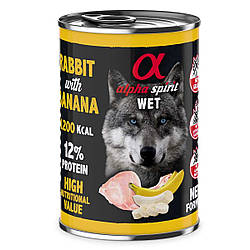 Alpha Spirit Rabbit With Banana-Повнораціонний вологий корм з кроликом та бананами для дорослих собак 400 гр