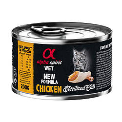 Alpha Spirit Chicken Sterilized Cat -Повнораціонний вологий корм із куркою для стерилізованих котів 200 гр