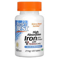 Doctor's Best High Absorption Iron with Ferrochel 27 mg 120 таблеток DRB-0459 SP