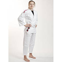 Кімоно для дзюдо дитяче з поясом біле для дівчаток Ippon Gear Future 2.0 Pink щільність 335 гр/м.кв. (140 см), фото 2