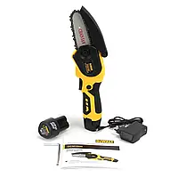 Мини электрическая цепная пила DeWalt DCM150N (12V, 3Аh), Аккумуляторный веткорез в кейсе с 2 АКб Девальт