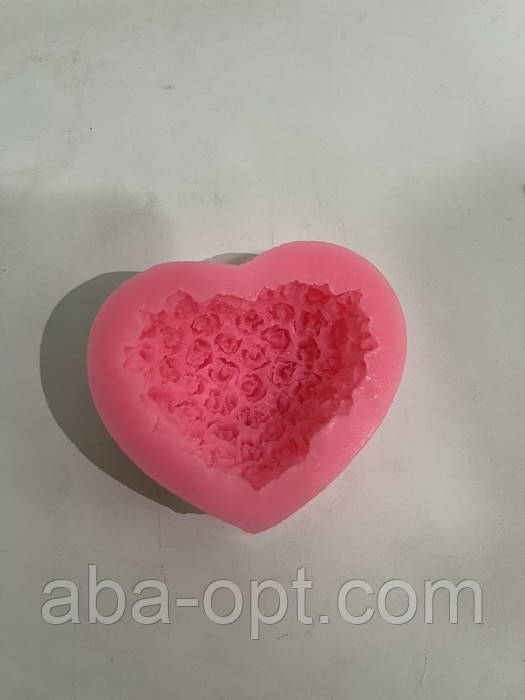 Молд силіконовий троянди у серці 5,5 х 7 х 3 см ( шт ), фото 1
