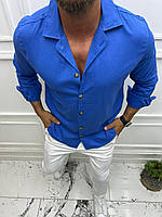 Модная классическая рубашка мужская однотонная, качественная стильная мужская рубашка с длинным рукавом