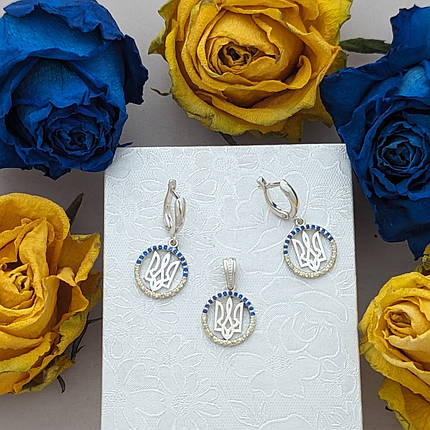 Тризуб Соколи сережки та кулон, фото 1