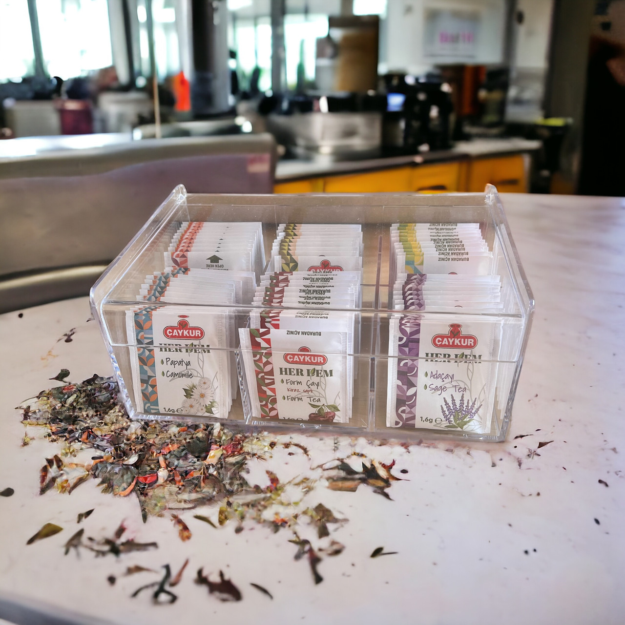 Зелений чай турецький оригінальний, Набір із 6 ароматів зеленого чаю з органайзером для зберігання, фото 1