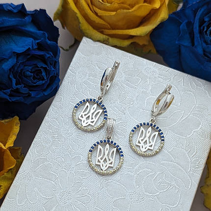 Тризуб Соколи сережки та кулон, фото 2