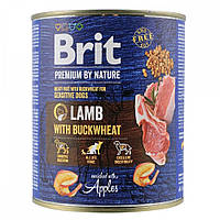 Вологий корм для собак Brit Premium by Nature ягня з гречкою 800 г (8595602538638)