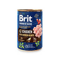 Вологий корм Brit Premium by Nature Chicken with Chicken Hearts 400г (8595602561780)