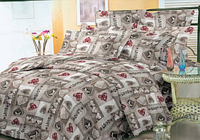 Євро комплект постільної білизни 200*220 Бязь Економ бавовна поліестер (11047) Красиві постільні комплекти