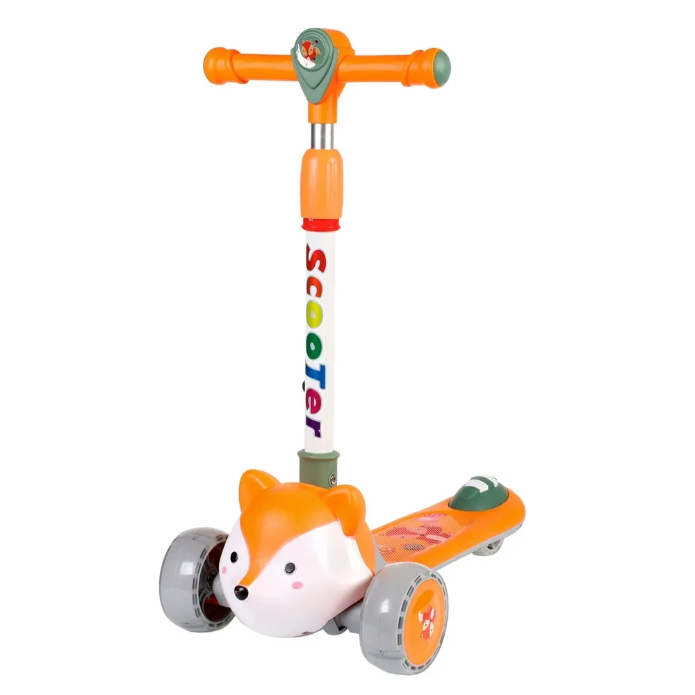 Дитячий складаний самокат музичний Scooter від 1,5 років з мордочкою тварини, фото 1