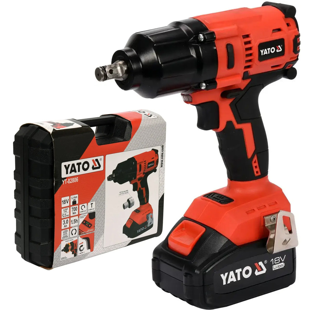 Акумуляторний ударний гайковерт YATO YT-82806, 18В 3 Ач, 700 Нм, 1/2", фото 1
