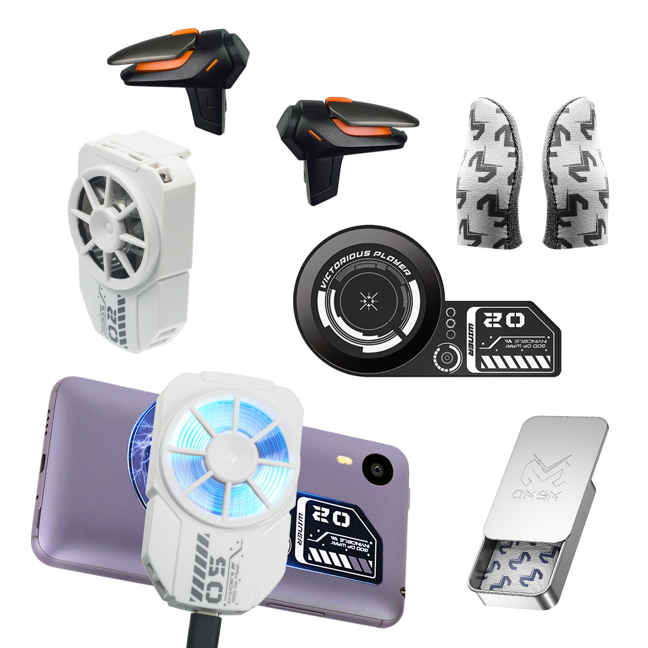 Ігровий комплект MEMO для телефону: пластина VC01, кулер Пельтьє DLA2, напальчники FS02 тригери R15 REX, фото 1