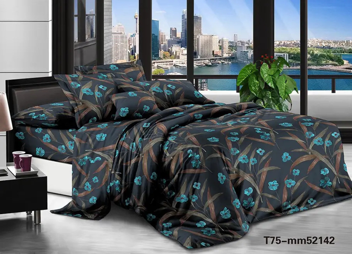 Полуторний комплект постільної білизни 150х220 Бязь бавовна поліестер (22421) Сучасна постільна білизна, фото 1