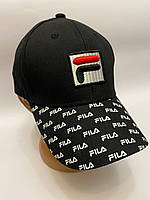Мужская брендовая кепка "Fila", черная котоновая бейсболка