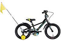 Детский велосипед двухколесный с дополнительными колесами Formula RACE 16" чорний з жовтим з крилом Pl 2022