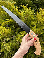 Ножовка садовая 250мм тефлоновое покрытие ручка дерево , сталь SK5 Японское качество,пилка