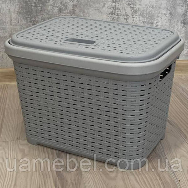 Кошик ротанг із кришкою 20л SP-300 Світло-сірий