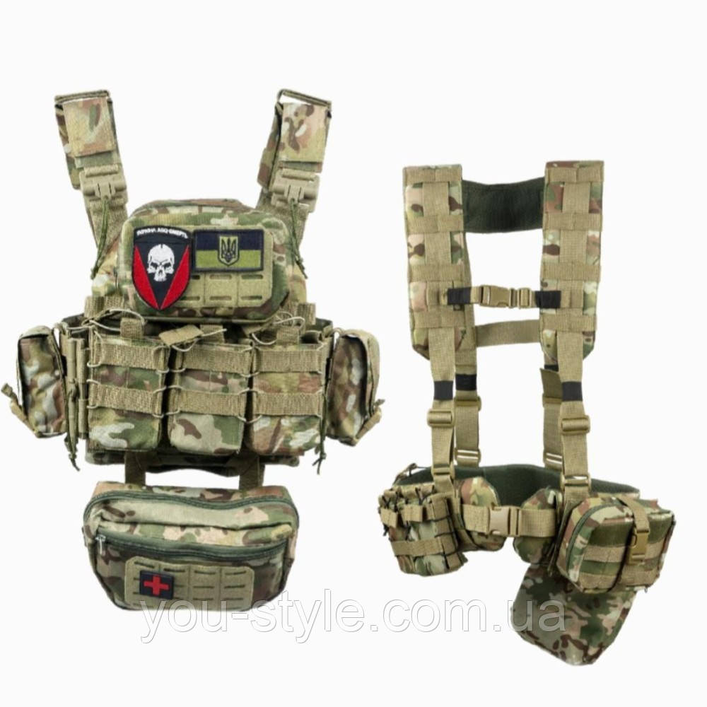 Плитоноска швидкого скидання з боковими карманами Cordura 1000D з IRR+ РПС та 12 підсумків мультикам