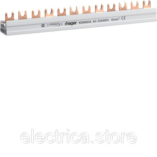 Шина фазна вилкова 4 полюси 10мм² 12 модулів KDN463A, фото 1
