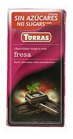 Черный шоколад Torras c клубникой без сахара , 75 гр