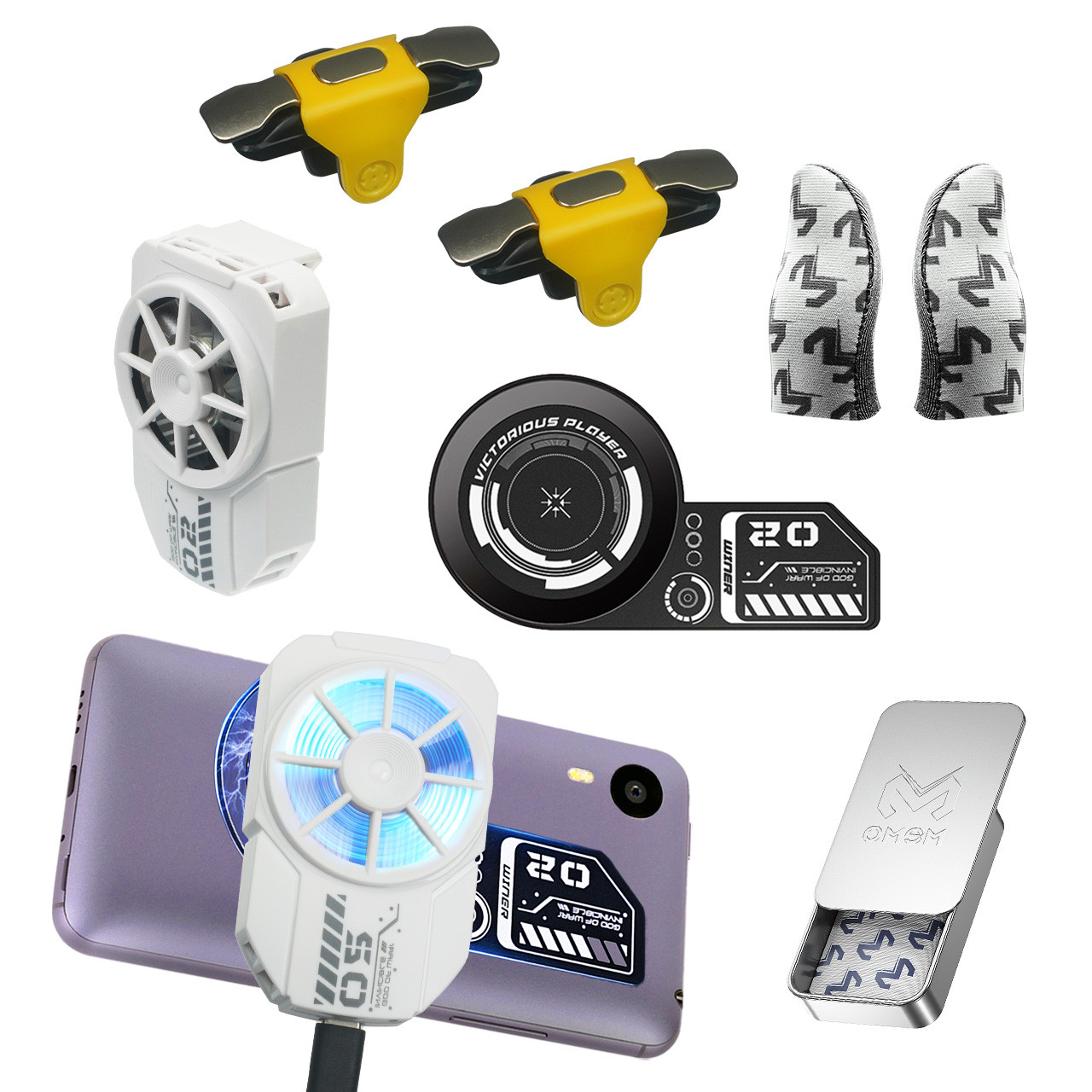 Ігровий комплект MEMO для телефону: пластина VC01, кулер Пельтьє DLA2, напальчники FS02 тригери курки S03, фото 1