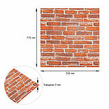 Декоративна 3D панель під рудий Катеринославський цегла, самоклейка 700х770х3мм (044-3) SW-00000696, фото 3