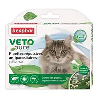 Капли Beaphar Veto Pure Spot on Cat от блох, клещей и комаров для кошек, био натуральные, цена за 1 пипетку