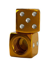 Колпачки на ниппель кубик, Gold, 2 шт. Алюминиевые колпачки для защиты ниппеля от попадание грязи и влаги