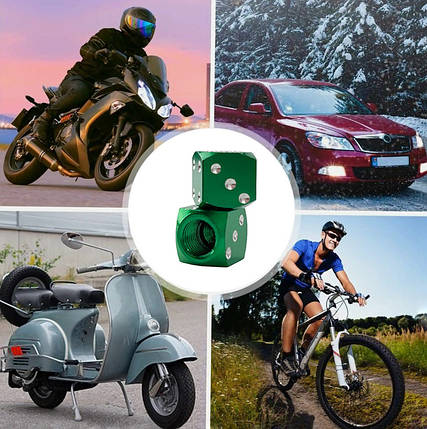 Колпачки на ниппель кубик, Green, 2 шт. Колпачки на ниппель для автомобиля, мотоцикла, мопеда, велосипеда, фото 3
