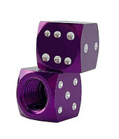 Колпачки на ниппель кубик, Purple, 2 шт. Ниппельные колпачки для мопеда, велосипеда, машины