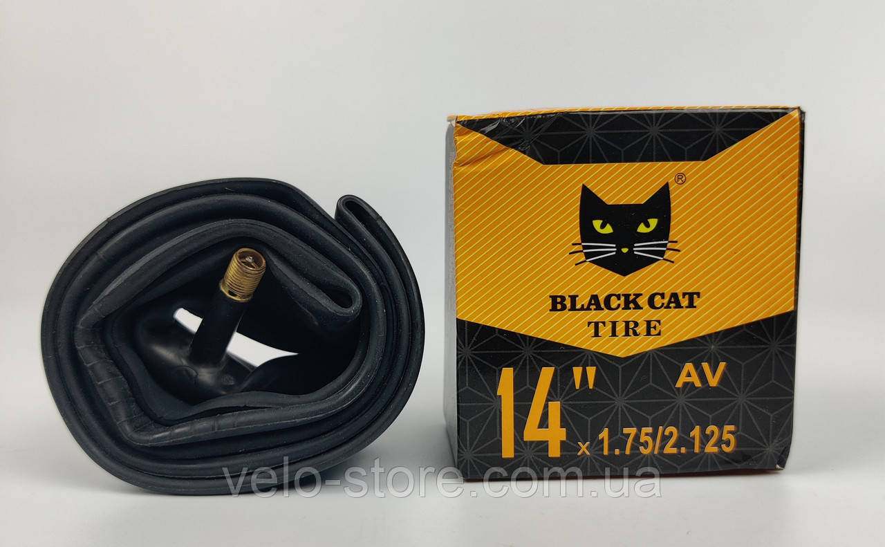 Велокамера 14х1.75 - 2.125 AV Black Cat. Камера для велосипеда 14х1.75, Велосипедна камера 14