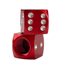 Колпачки на ниппель кубик, Red, 2 шт. Колпачки для для защиты ниппеля красного цвета, в иде кубика